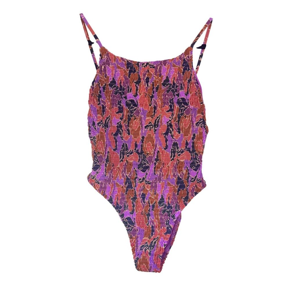 Victoria's Secret Swimsuit Women's Purple Floral One Piece Shirred Bikini Size M